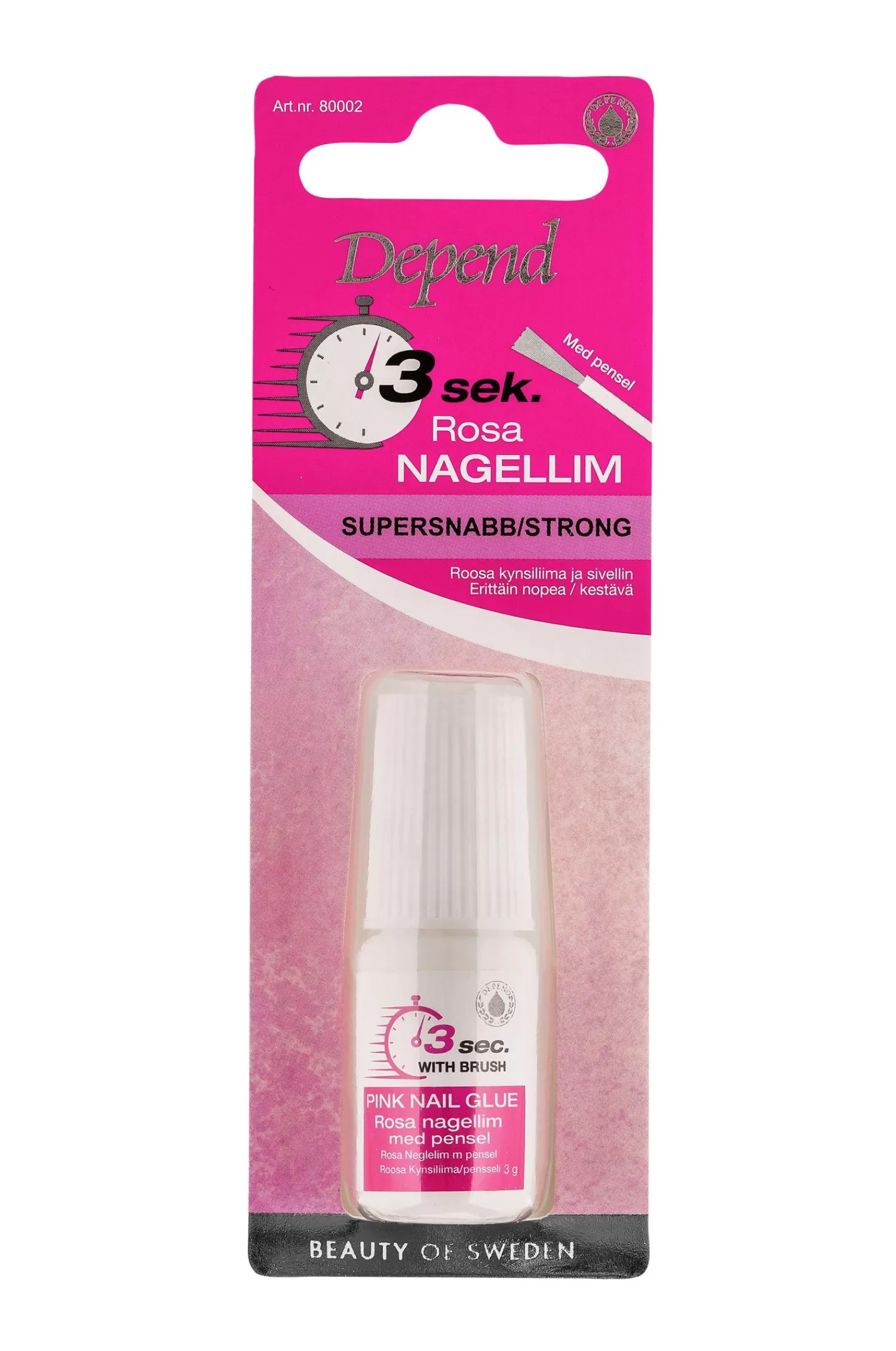 Depend 3 Sek Rosa Nagellim Med Pensel