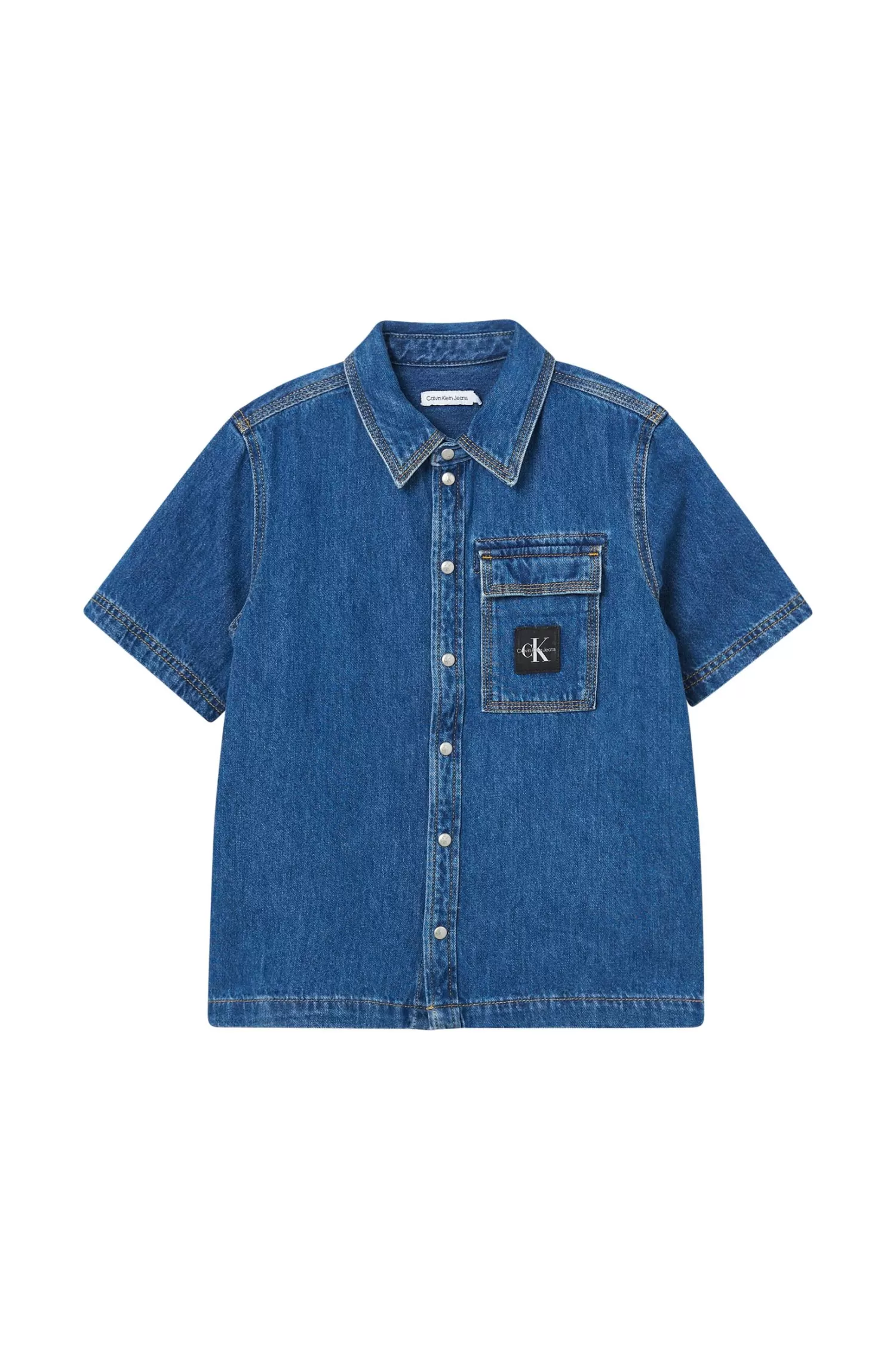 Calvin Klein Jeansskjorta Denim Ss Shirt Utility Blue Discount