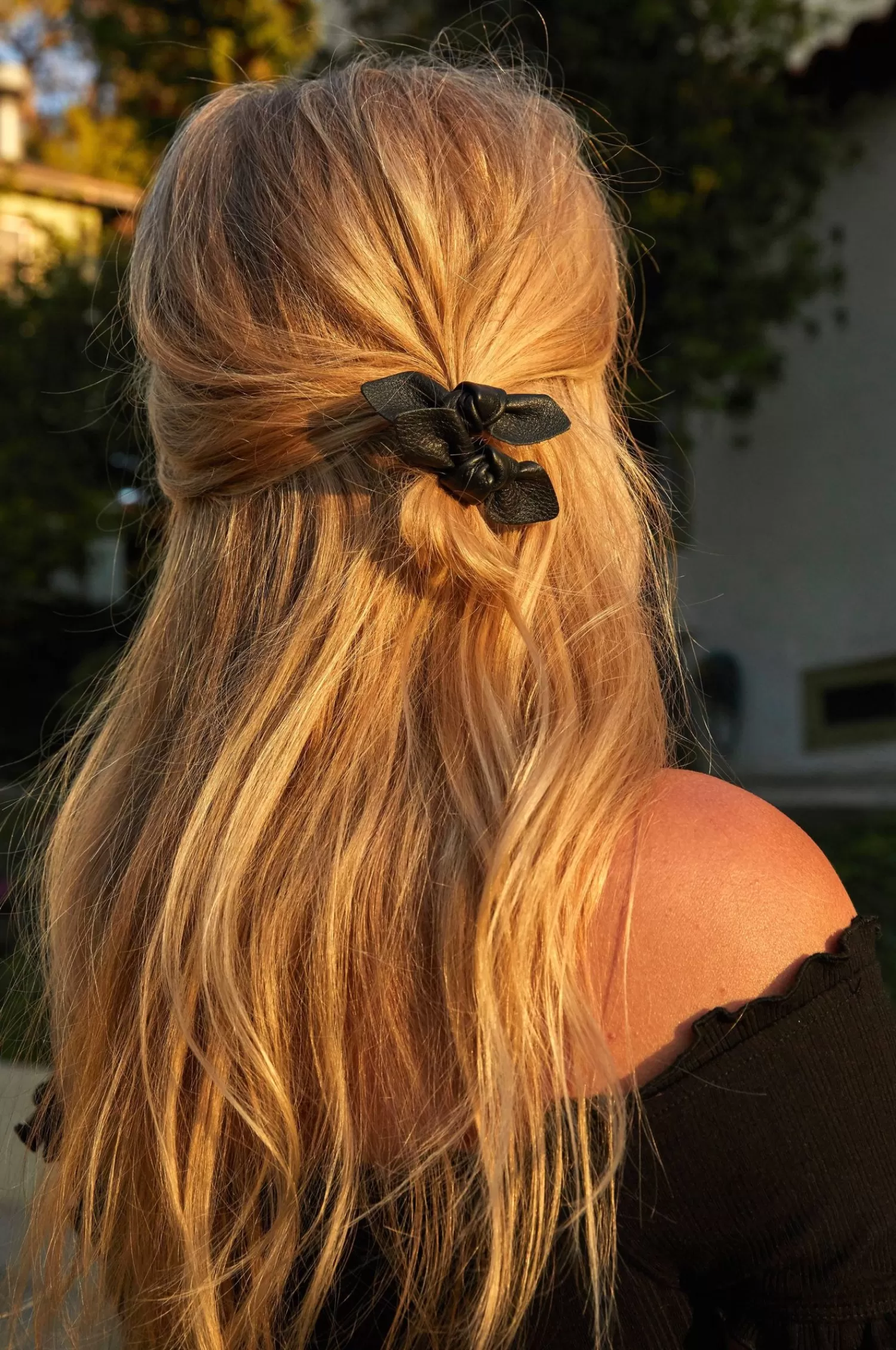 Dam Corinne Leather Bow Small Hair Tie