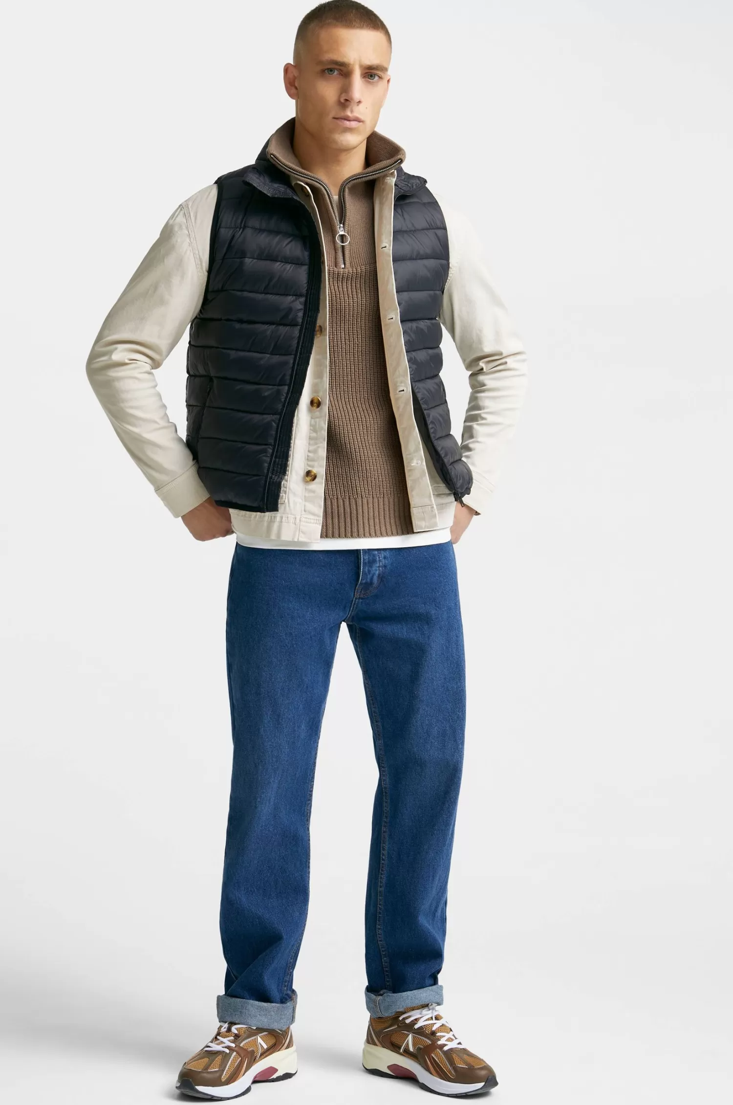 Studio Total Stickad Troja Half Zip Ribbed Knit Fashion